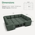 thumbnail image 2 of HONBAY 111” Oversized Corduroy Modular Sectional Sleeper Sofa, Pull-Out Bed with Storage for Living Room, Green, 2 of 8