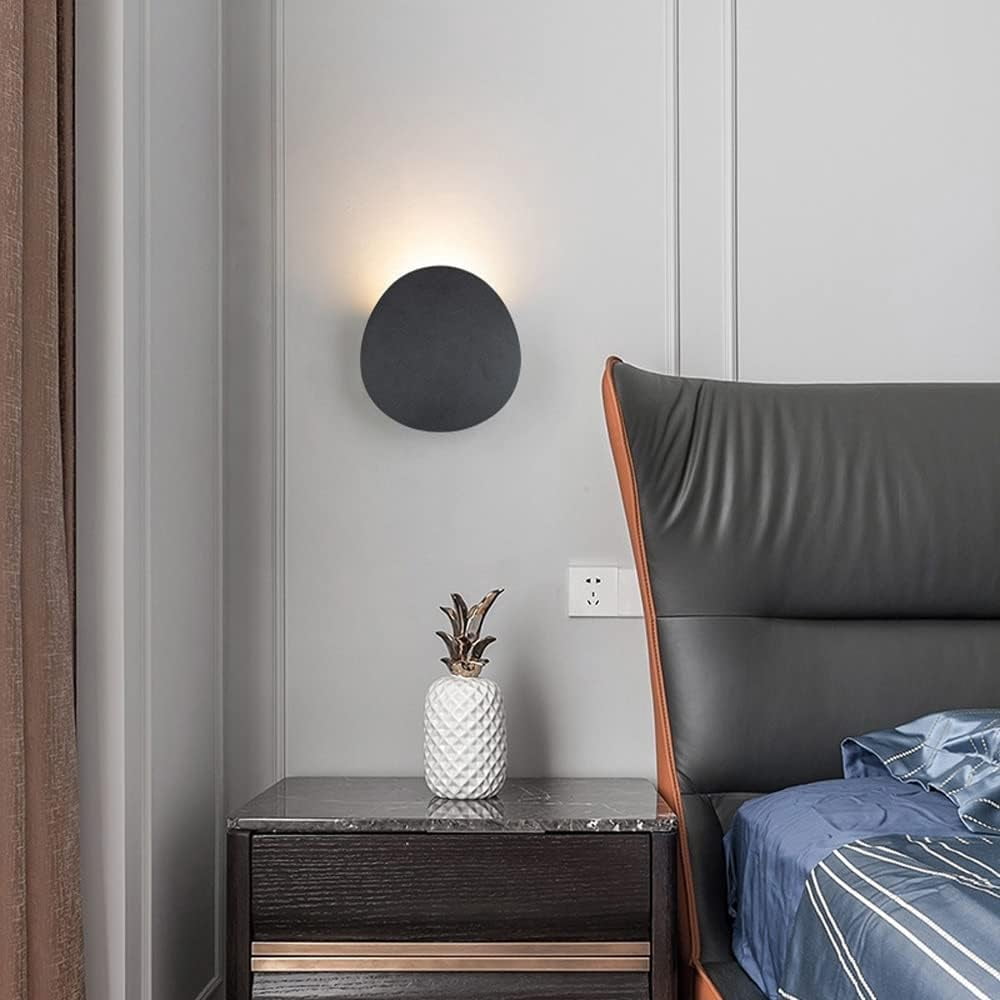 Minimalist Outdoor Wall Sconce Flat Round Outside Wall Light, IP65 Waterproof Wall Lamp Black/White Porch Lighting Fixture, Exterior Wall Wash Lights Up Lamps for Garden