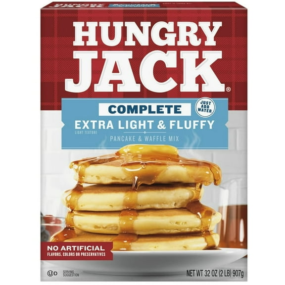 Hungry Jack Complete Extra Light and Fluffy Pancake Mix and Waffle Mix 32 Oz Box (Pack of 2)