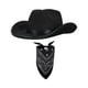 thumbnail image 5 of Sombrero de vaquero jinwen con pañuelo para adolescentes y adultos Negro, 5 of 7