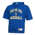 thumbnail image 2 of Men's Mitchell & Ness Royal Milwaukee Brewers Cooperstown Collection Washed Fleece Pullover Short Sleeve Hoodie, 2 of 4