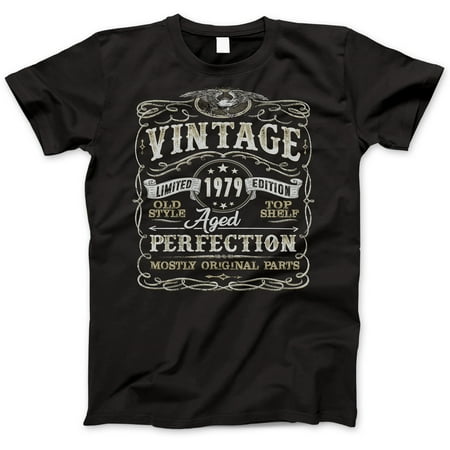 1979 Road Shirt 40th Birthday Gift T-Shirt - Born In 1979 - Vintage Aged 40 Years Perfection - Short Sleeve - Mens - Black T Shirt - (2019 Version) Medium ()