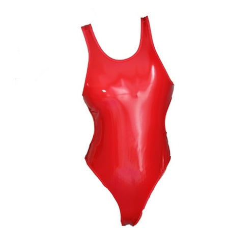 Sexy Womens One Piece Patent Leather Latex Catsuit Thongs Leotard ...