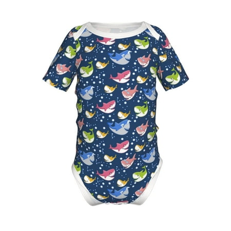 

Yiaed Party Shark Cute Print Infant Climbing Short Sleeve Onesie One-Piece Baby Bodysuit Clothes 0-12 Months -9M