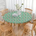 thumbnail image 3 of Light Blue Christmas Santa and Tree Pattern Round Fitted Tablecloth with Elastic Edge,Dining Table Cover Waterproof,Outdoor Round Tablecloth for Camping,Dining,Indoor and Outdoor, 3 of 7
