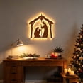thumbnail image 3 of JWZZYD Lighted Nativity Scene Wooden Wall Decor, Warm Backlit Christmas Holy Family Silhouette Sign, Illuminated Religious Holiday Wall Art for Indoor Home, 1Pack, 3 of 5