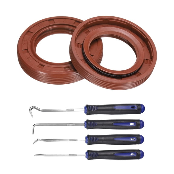 2Pcs Oil Seal, 25x42x7mm TC Fluorine Rubber Double Lip Cover with Hook Kit