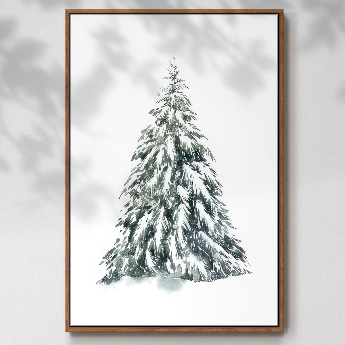 Blue Spruce I - Framed Gallery Wrapped Holiday Canvas - 17 x 25 - Rosewood Frame