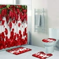 thumbnail image 1 of Ensemble de 4 Pièces Rideau de Douche Valentines Romantique Rose Polyester Rideaux de Douche de Jour Valentines avec Crochets pour Salle de Bain 71 * 71inch, 1 of 13