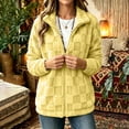 thumbnail image 6 of QIbmong Fleece Zip-up Jacket for Women Fuzzy Long Sleeve Collar Coat Lightweight Outwear Casual Winter Warm Soft Top(XXXL,Yellow), 6 of 9