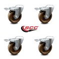 thumbnail image 2 of 4 Inch High Temp Phenolic Swivel Bolt Hole Caster Set with Total Lock Brake SCC, 2 of 2