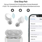 TOZO T6 Bluetooth Earbuds Bluetooth Headphones, 50H, AI Chat/Translation/Clear Mics, Stereo Bass, Wireless Charging, App-32EQ, IPX8 Waterproof Headphones, White