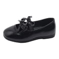 thumbnail image 4 of Dakaela Girls Dress Shoes Square Toe Bowknot Ballet Flats 3T 4T 5T Leather Ballerina Dance Mary Jane for Wedding Party Prom Black Size 6, 4 of 5