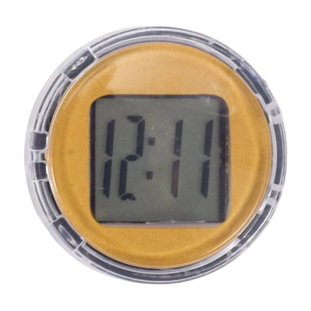 Reloj de Coche Amarillo Analógico Único Bargains para Coche Redondo ABS 2.6x2.6x1cm Pantalla Adhesiva de Tiempo 1 Pcs