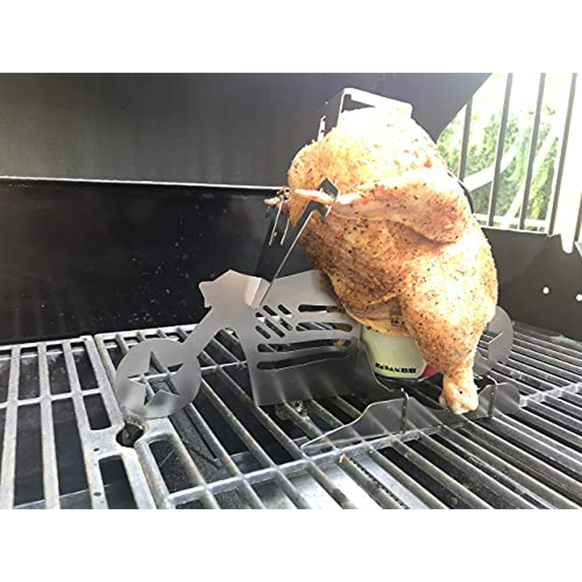 MERICA BIKER BEER CAN CHICKEN HOLDER FOR GRILL WHOLE CHICKEN ROASTER  STAND GRILL TOOL BEER CAN CHICKEN ROASTING RACK WITH GIFT GLASSES FOR 