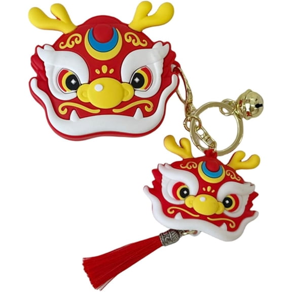 for Samsung Galaxy Buds FE/Buds 2 pro/Buds 2/Buds pro/Buds Live,Cute Cartoon Creative Dragon Head Design Silicone Earphone Case with Same Keychain (red)