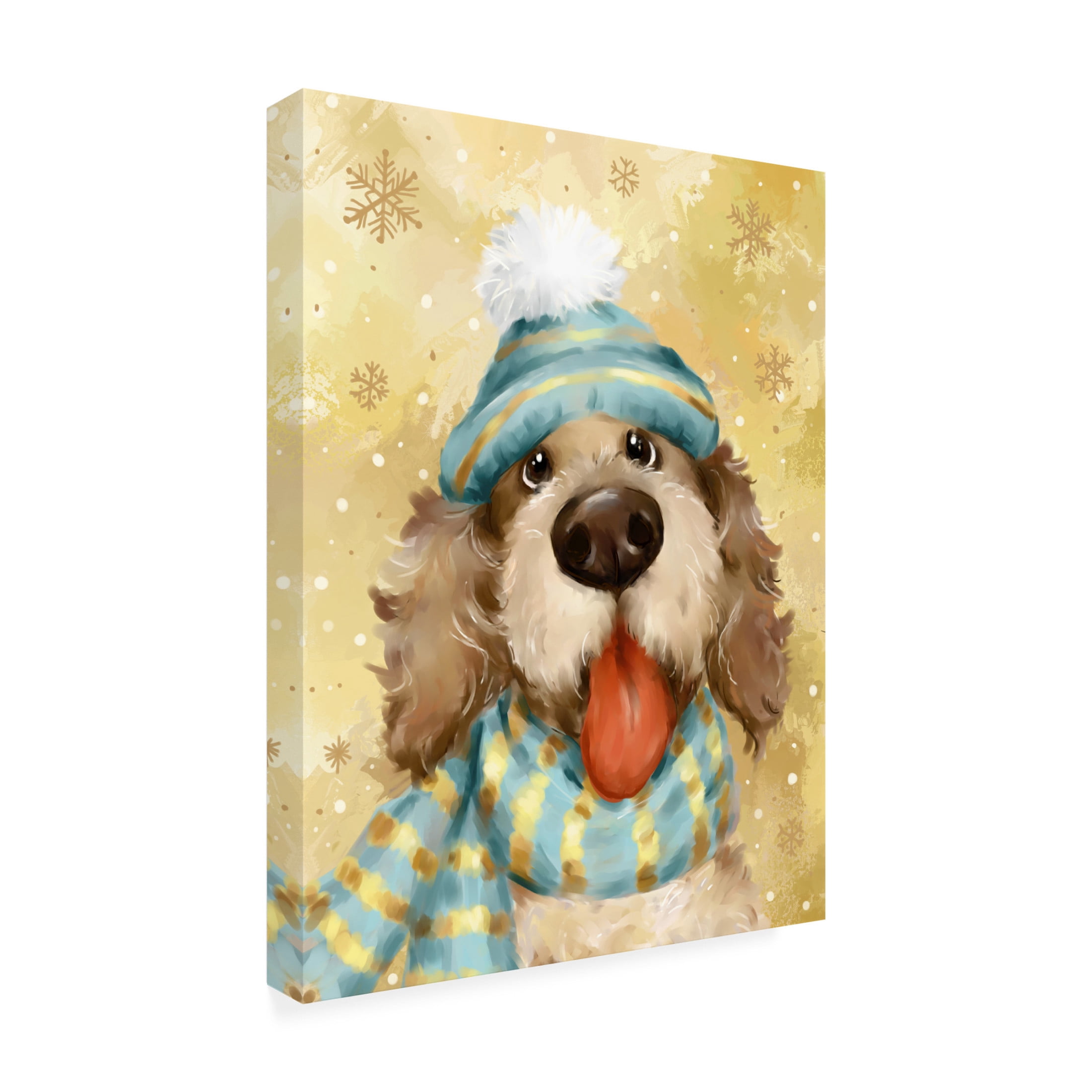 Canvas Wall Art - MAKIKO 'Christmas Dog' Wall Art for Living Room, Bedroom, or Office Décor by Trademark Fine Art - 18 x 24 Inches