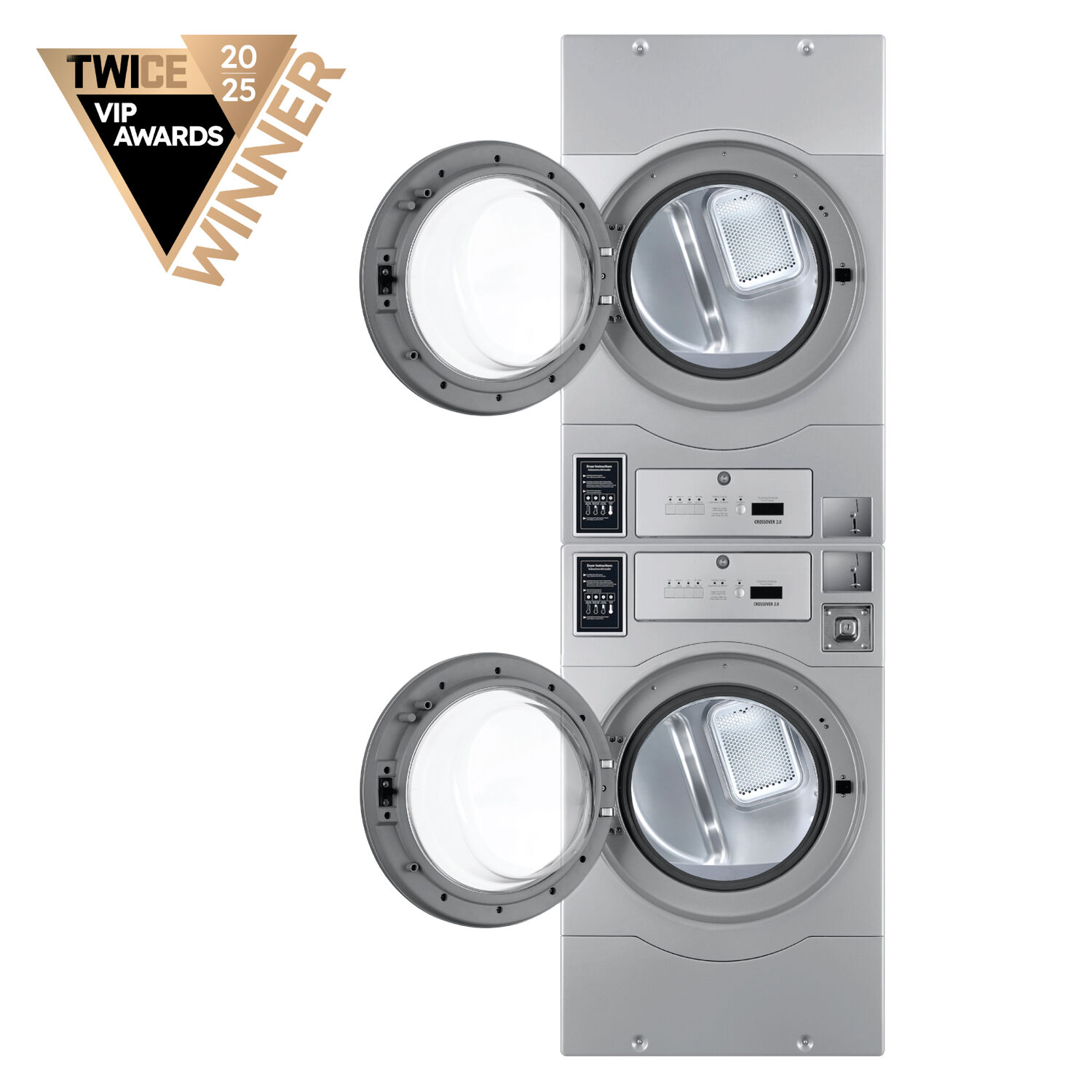 Crossover 2.0 Coin-Operated Electric Dryer, Stacked Units, EDRYERSTACK