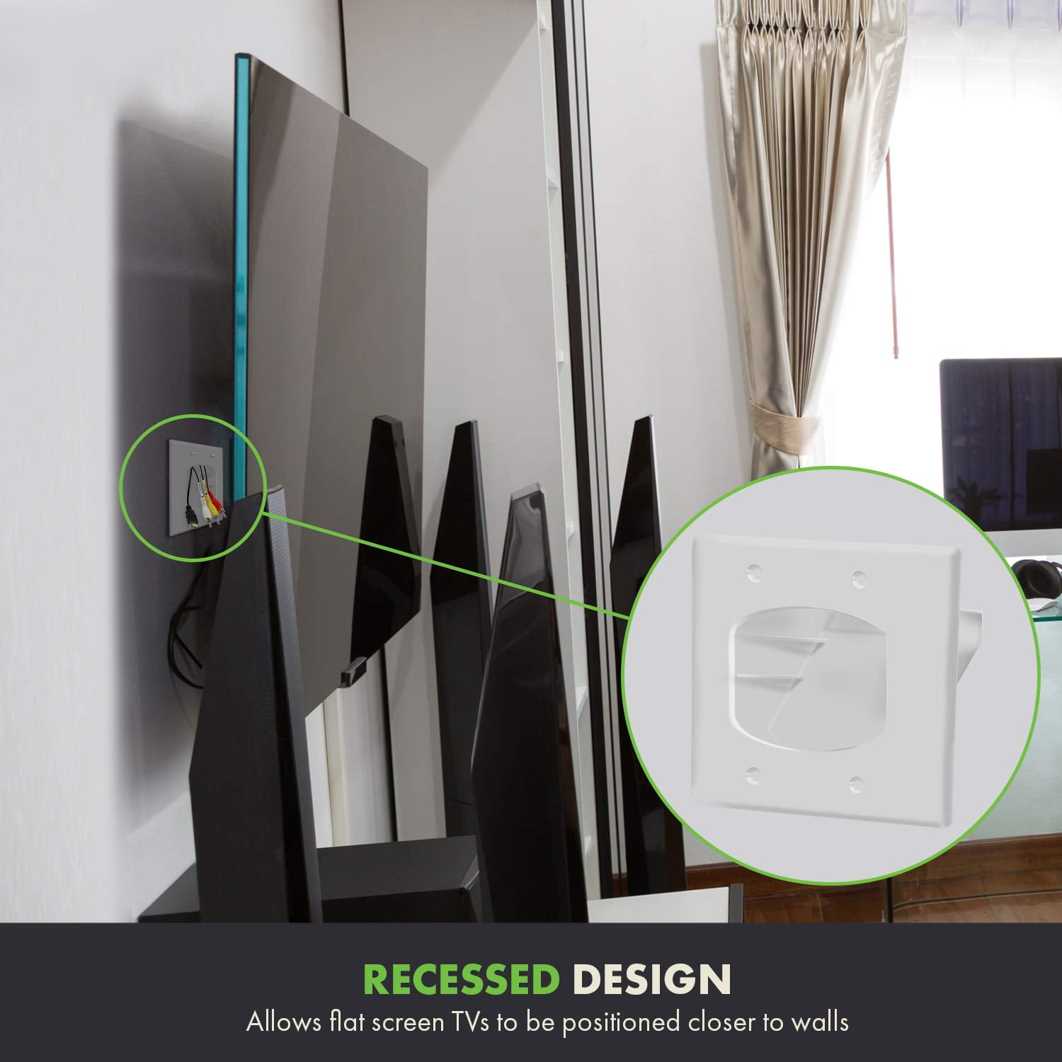 Used Recessed Low Voltage Cable Wall Plate Easy To Mount Outlet To Hide