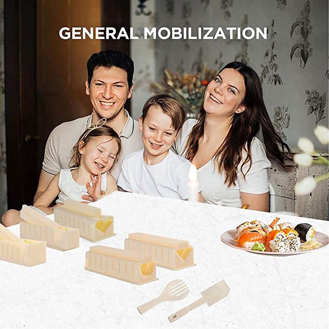 Molde Para Sushi Molde de Cocina Kit para hacer sushi, 10 piezas, juego de sushi de bricolaje, herramienta para hacer sushi de plástico, blanco