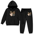 thumbnail image 4 of oqasdz Valentine's Day Girls Sweatsuit Long Sleeve Hoodie Sweatshirts And Jogger Pants With Leopard Print Heart Cozy 2 Piece Outfit For Toddler And Kids, 4 of 6