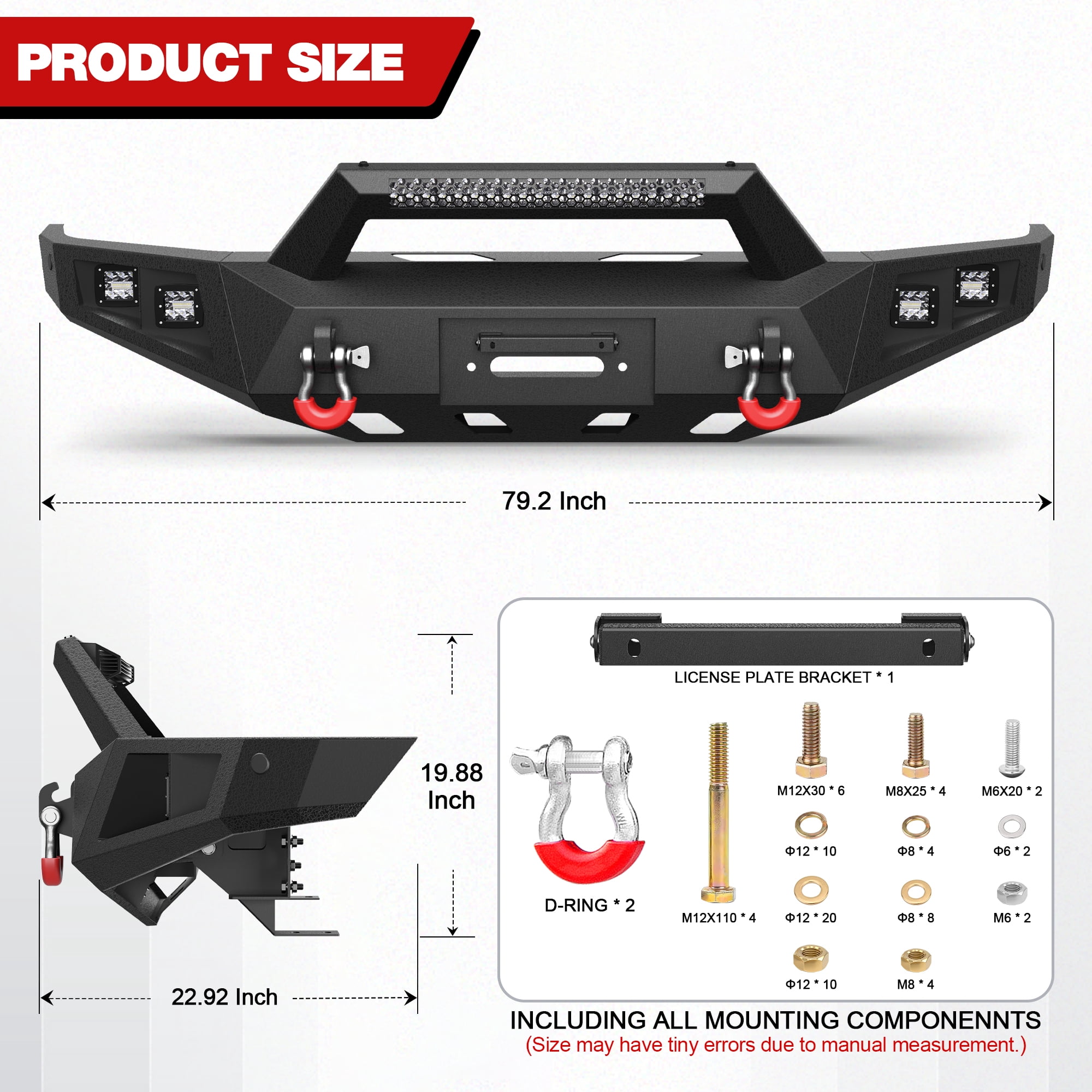 POFENZE Tundra Front Bumper Full Width for 2014-2021 Tundra Pickup