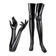 thumbnail image 1 of EeaseMX Medias sexys de tubo largo para mujer, conjunto de calcetines y guantes de charol (negro), 1 of 7