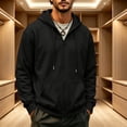 thumbnail image 6 of Zip Up Hoodies for Men Fashion Fleece Long Sleeve Hooded Sweatshirts Winter Casual Thermal Regular Fit Drawstring Hoodies Black S, 6 of 6