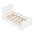 thumbnail image 6 of Twin Size Platform Bed with Trundle Bed and 2 Storage Drawers, Solid Wood Bed Frame with Pull Out Trundle,White, 6 of 13