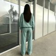 thumbnail image 4 of Womens Sweatsuits 2 Piece Set Half Zip Stand Collar Pullover & Straight Leg Pants Fall Lounge Sweatsuit Sets Casual Athletic Tracksuit Mint Green M, 4 of 5