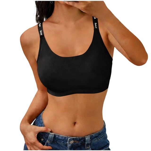 Seamless Bra For Women, Solid Color Wire-Free Design with Adjustable Letter Straps, Lifting Soft Support for Everyday Wear