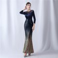 thumbnail image 2 of Vestido de noche de cola de pez de manga larga para mujer Atmósfera de alta gama Elegante Banquete Reunión anual Temperamento Terciopelo Aura Reina, 2 of 6