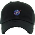 thumbnail image 3 of Spaceship Black Vintage Distressed Dad Hat Adjustable Baseball Cap NASA Galaxy Alien UFO Face ET E.T. Saucer Rocket Planets Earth Mars Moon, 3 of 4