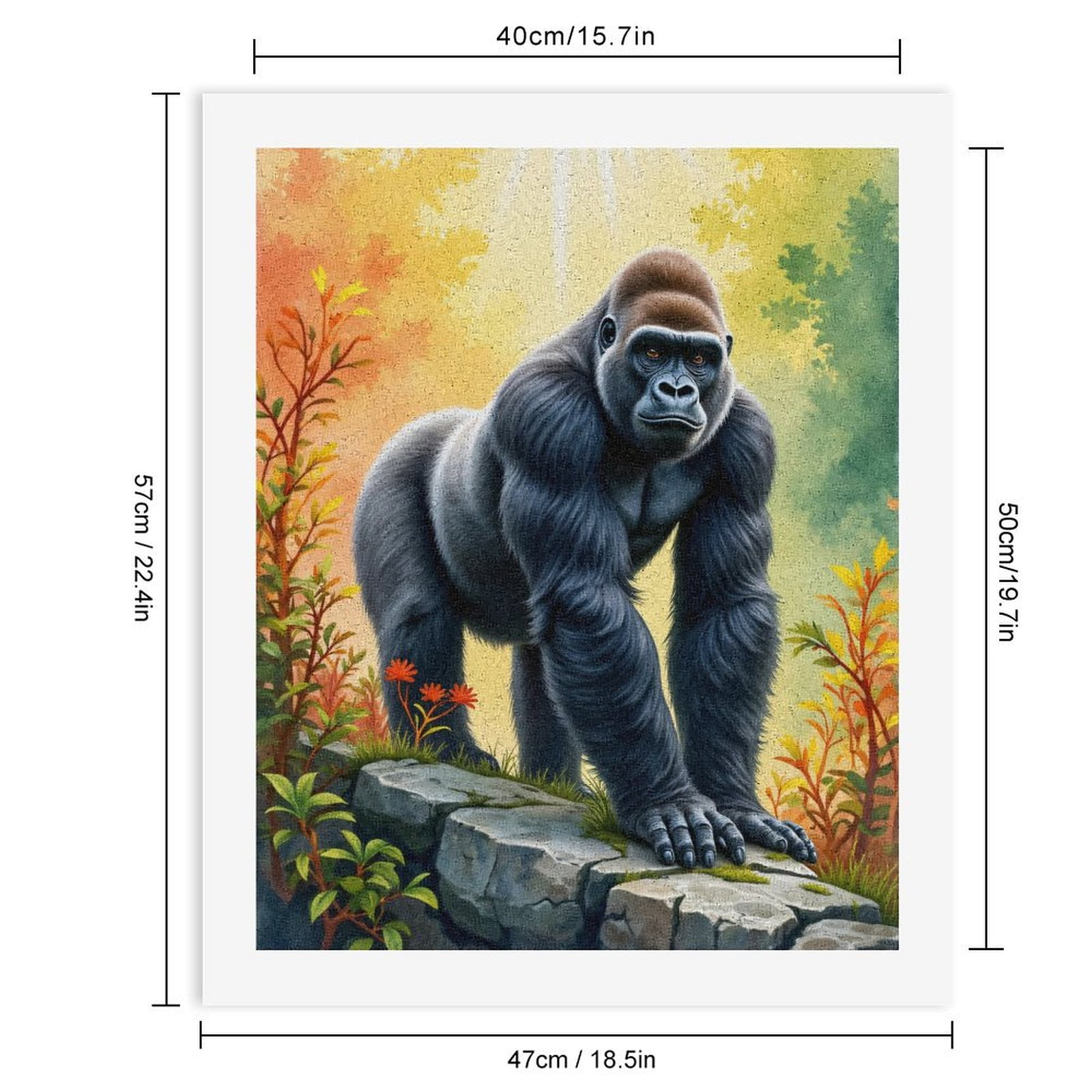 Paint by Numbers Kit for Adults, Gorilla On Rock In Sunlit Forest Paint by Numbers, Easy Paint by Numbers Kit for Adults Beginner, DIY Adult Paint by Number Kits on Canvas, Home Decor