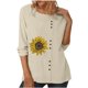 thumbnail image 1 of Blusa de manga larga con estampado de cuello redondo informal para mujer a la moda, Tops con botones de otoño Fridja  bvmnju409, 1 of 8