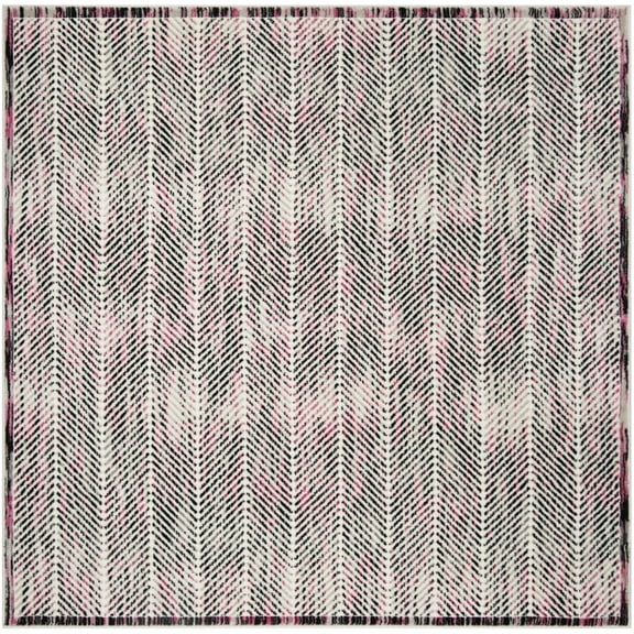 SAFAVIEH Skyler Catriona Striped Area Rug, Grey/Pink, 6'7" x 6'7" Square