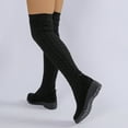 thumbnail image 5 of Knee High Boots Women Knit Flat Heel Mid Calf Knee High Booties Pull On 2025 Trendy Stretchy Round Toe Winter Boots, 5 of 9