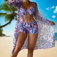 thumbnail image 2 of Women Bikini Set Ins 3 Piece Swimsuits Spaghetti Strap with Long Sleeve Cover Up, 2 of 8
