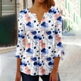 thumbnail image 2 of CYMMPU Summer Fashion Shirts 3/4 Sleeve Blouses for Women Dressy Casual Loose Fit Floral Pattern Button V Neck Flare Sleeve Tunic Tops Spring Tops Pleated Dressy T-Shirts Multicolor S, 2 of 5