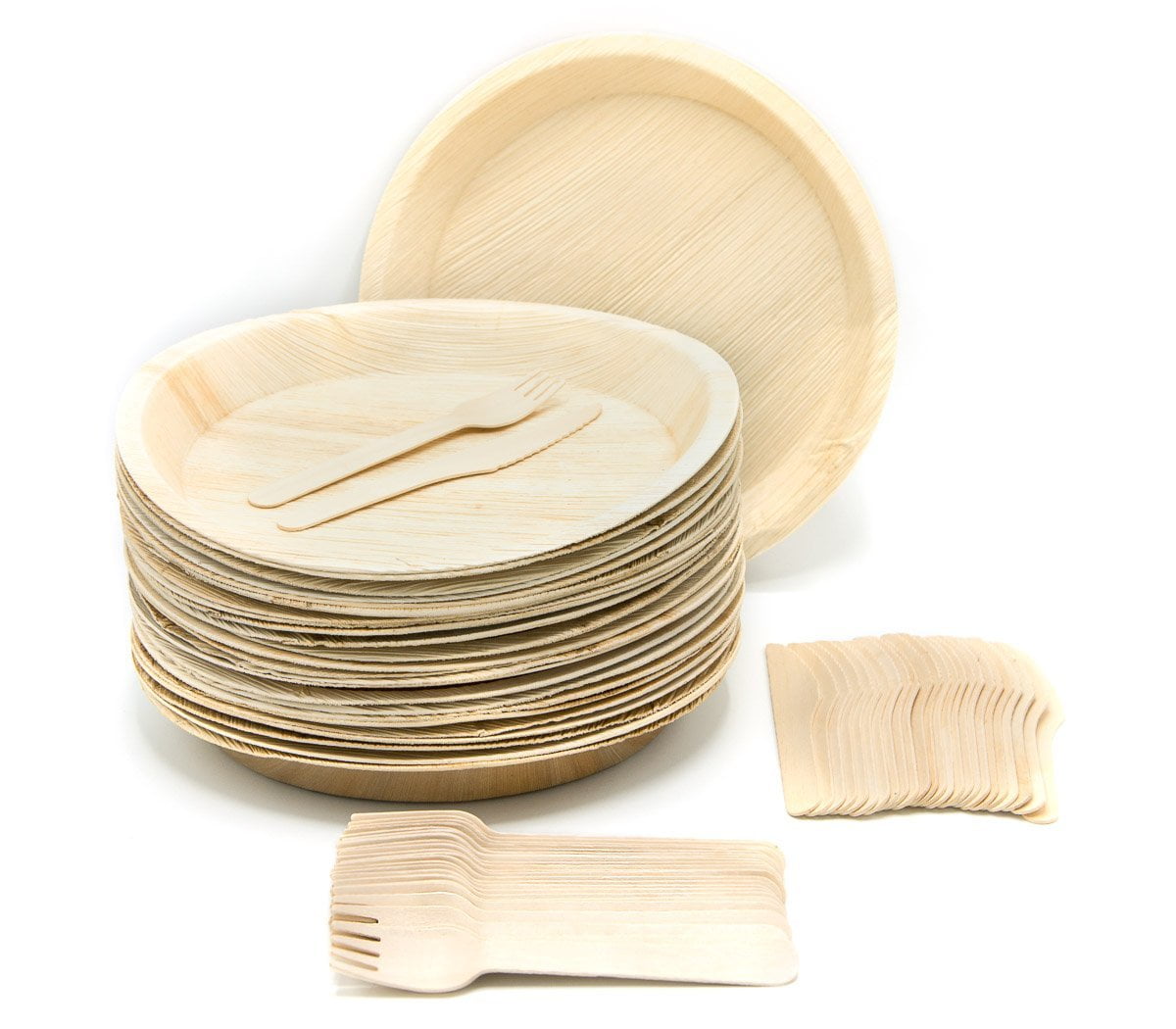 Lombok Tableware Plates Round Wood Effect Bio Disposable Party Supplies MANY SIZES 