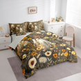 thumbnail image 2 of Feelyou Boho Ghost Full Size Bedding Sets, Hippie Wildflower Groovy Full Size Bed in a Bag, Gray Yellow, Gray Reversible, 7 Pieces, 2 of 7