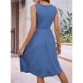 thumbnail image 4 of Women Summer Dresses Sleeveless Casual Loose Swing Button Down Midi Dress with Pockets L, 4 of 9