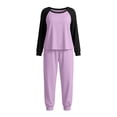 thumbnail image 5 of Njagoc3 Women's Color Block Lounge Set Raglan Sleeve Crew Neck Top and Long Pants 2 Piece Casual Sleepwear, 5 of 6