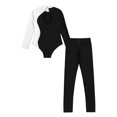 thumbnail image 7 of Doomiva Kids Girls Sparkly Long Sleeves Gymnastics Leotard Ballet Dance Bodysuit Unitard with Skating Leggings Set White&Black 12, 7 of 7