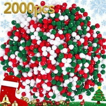 2000PCS Christmas Decorative Soft Balls, Red, Green, and White 1cm DIY Craft Ornaments, Holiday Tree & Wreath Decorations, Bulk Soft Decorative Balls for Christmas Crafts