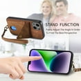 thumbnail image 6 of Nalacover for iPhone 14, Slim Case Wallet with Credit Card Holder, Back Flip Premium Leather Magnetic Clasp Kickstand Wirst Hand Strap Shockproof Cover For iPhone 14, Brown, 6 of 11