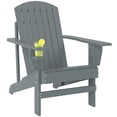 thumbnail image 2 of Outsunny Oversized Adirondack Chair, Outdoor Fire Pit and Porch Seating, Classic Log Lounge w/ Built-in Cupholder for Patio, Garden, Lawn, Dark Gray, 2 of 9