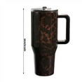 thumbnail image 2 of Bouteille d'Eau 40oz avec Poignée et Paille Rabattable - s'Insère dans un Porte-Gobelet, Gobelet Étanche - Réutilisable, Isolé, Base en Acier Inoxydable et Caoutchouc - Cadeaux pour Femmes et Hommes, Imprimé Léopard, 2 of 8