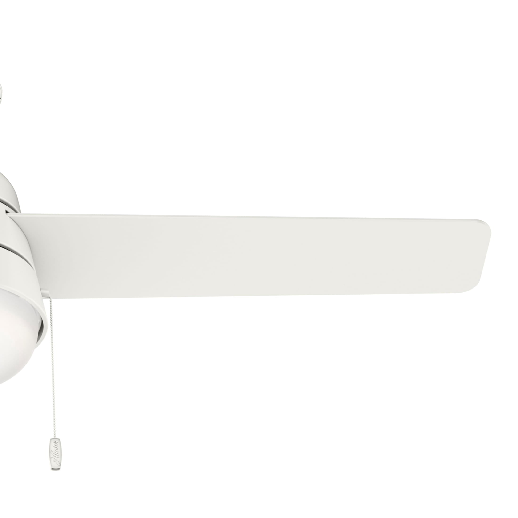 Hunter 52 inch Indoor Ceiling Fan with LED Light and Pull Chain - White Modern Ceiling Fan, Standard Mount, 3 Blades, For Bedroom, Living Room, or Kitchen, Quiet - Aker 50378, Fresh White