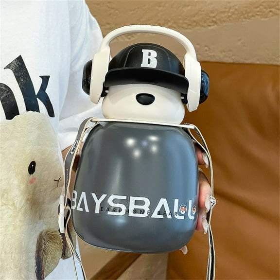 Vxdvou Big Belly Insulated Cup, Children’s Travel Cup with Straw, Cute Bear Design, Hot & Cold Drink Thermos, Durable Stainless Steel, Leak-Proof & Portable, Ideal for On-the-Go Kids' Drinks